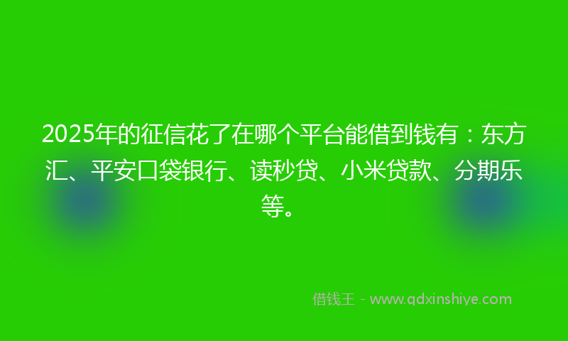 2025年的征信花了在哪个平台能借到钱有：东方汇、平安口袋银行、读秒贷、小米贷款、分期乐等。