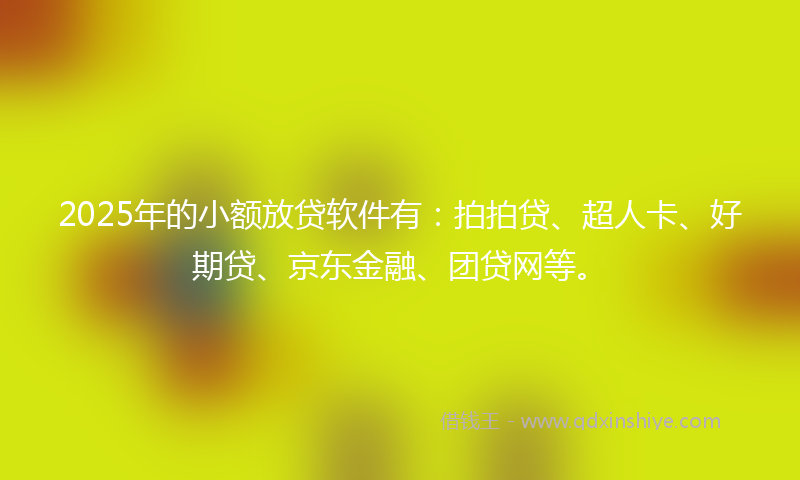 2025年的小额放贷软件有：拍拍贷、超人卡、好期贷、京东金融、团贷网等。