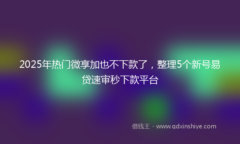 2025年热门微享加也不下款了，整理5个新号易贷速审秒下款平台
