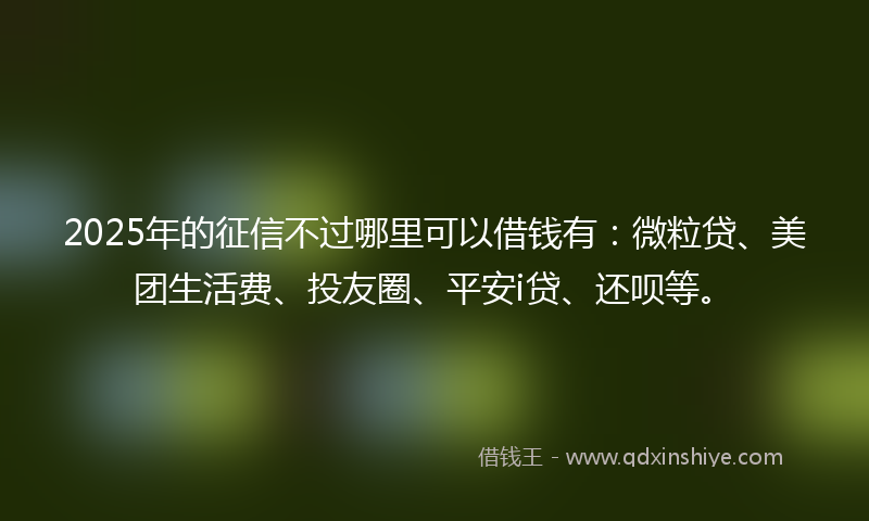 2025年的征信不过哪里可以借钱有：微粒贷、美团生活费、投友圈、平安i贷、还呗等。