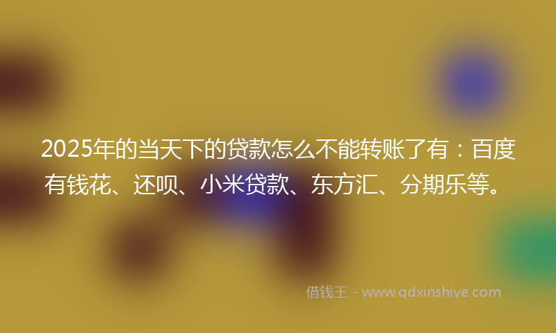 2025年的当天下的贷款怎么不能转账了有：百度有钱花、还呗、小米贷款、东方汇、分期乐等。