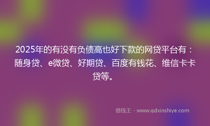2025年的有没有负债高也好下款的网贷平台有：随身贷、e微贷、好期贷、百度有钱花、维信卡卡贷等。
