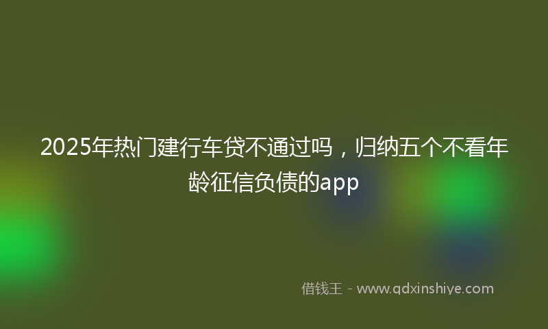 2025年热门建行车贷不通过吗，归纳五个不看年龄征信负债的app