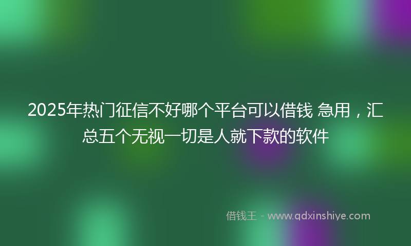 2025年热门征信不好哪个平台可以借钱 急用，汇总五个无视一切是人就下款的软件