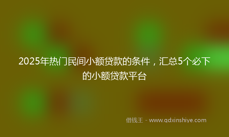 2025年热门民间小额贷款的条件，汇总5个必下的小额贷款平台