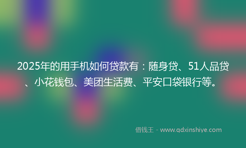 2025年的用手机如何贷款有：随身贷、51人品贷、小花钱包、美团生活费、平安口袋银行等。