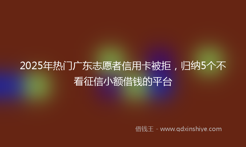 2025年热门广东志愿者信用卡被拒，归纳5个不看征信小额借钱的平台