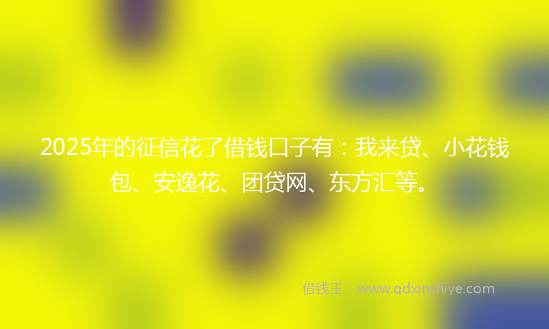 2025年的征信花了借钱口子有：我来贷、小花钱包、安逸花、团贷网、东方汇等。