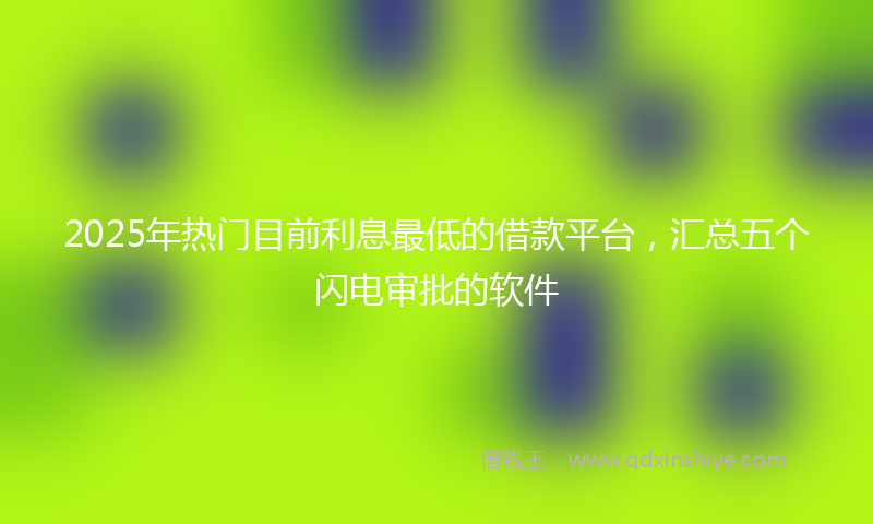 2025年热门目前利息最低的借款平台，汇总五个闪电审批的软件