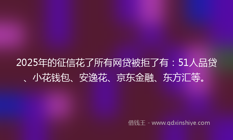 2025年的征信花了所有网贷被拒了有：51人品贷、小花钱包、安逸花、京东金融、东方汇等。