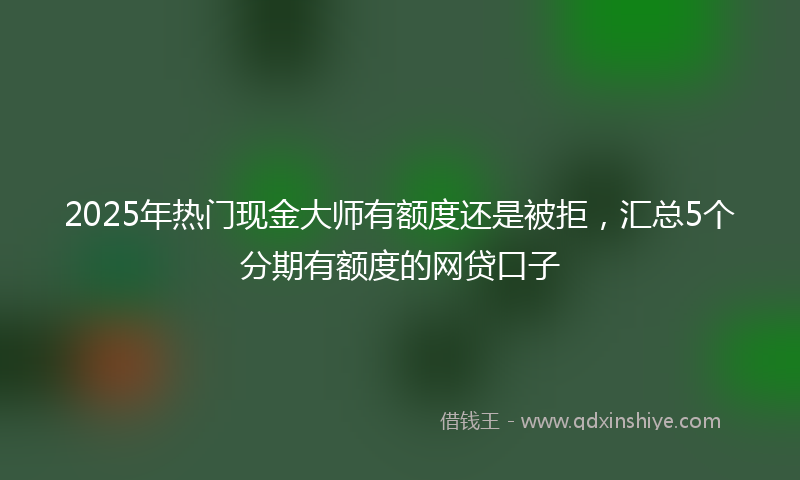 2025年热门现金大师有额度还是被拒，汇总5个分期有额度的网贷口子