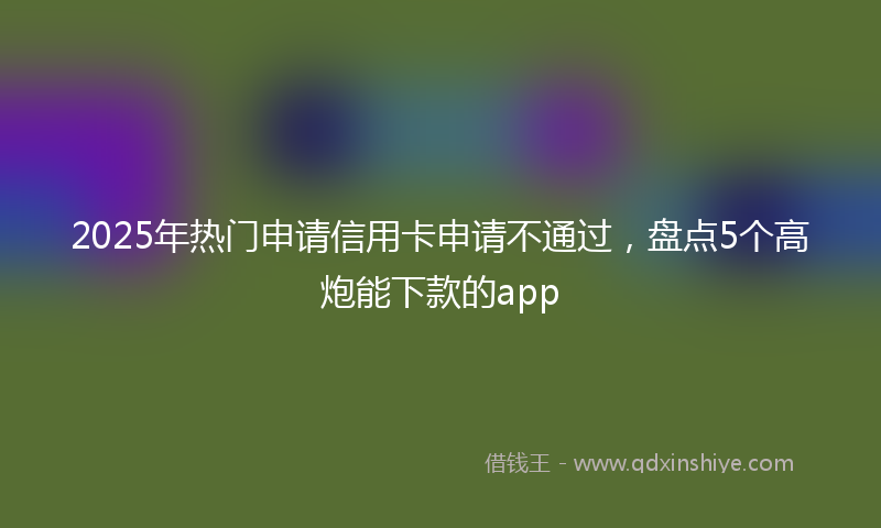 2025年热门申请信用卡申请不通过，盘点5个高炮能下款的app