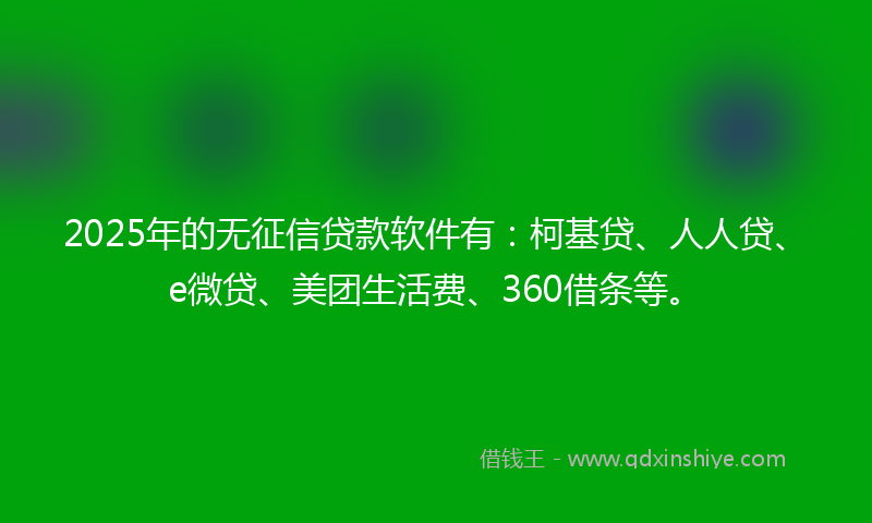 2025年的无征信贷款软件有：柯基贷、人人贷、e微贷、美团生活费、360借条等。