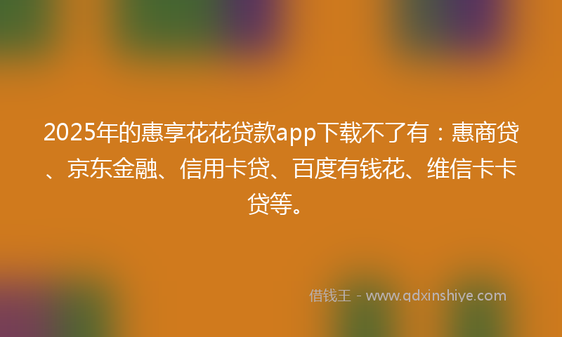 2025年的惠享花花贷款app下载不了有：惠商贷、京东金融、信用卡贷、百度有钱花、维信卡卡贷等。