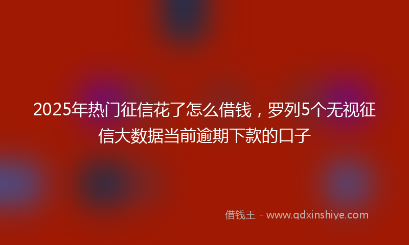 2025年热门征信花了怎么借钱，罗列5个无视征信大数据当前逾期下款的口子