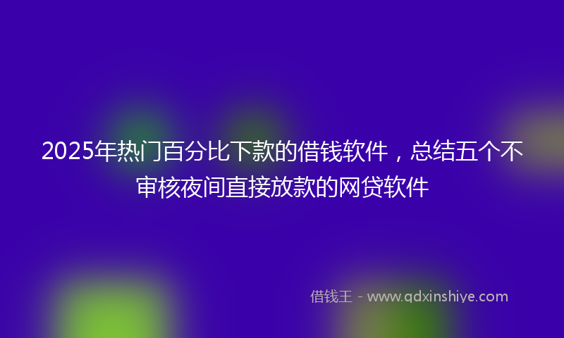 2025年热门百分比下款的借钱软件,总结五个不审核夜间直接放款的网贷软件