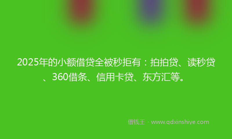 2025年的小额借贷全被秒拒有：拍拍贷、读秒贷、360借条、信用卡贷、东方汇等。