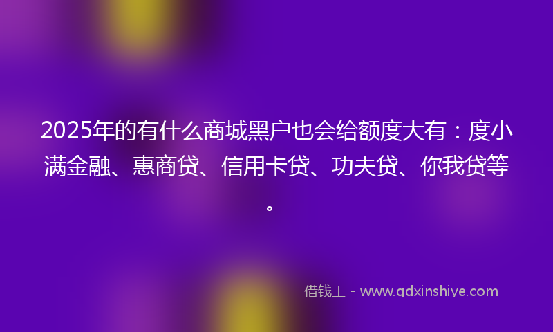 2025年的有什么商城黑户也会给额度大有：度小满金融、惠商贷、信用卡贷、功夫贷、你我贷等。