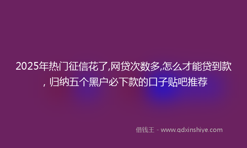 2025年热门征信花了,网贷次数多,怎么才能贷到款，归纳五个黑户必下款的口子贴吧推荐