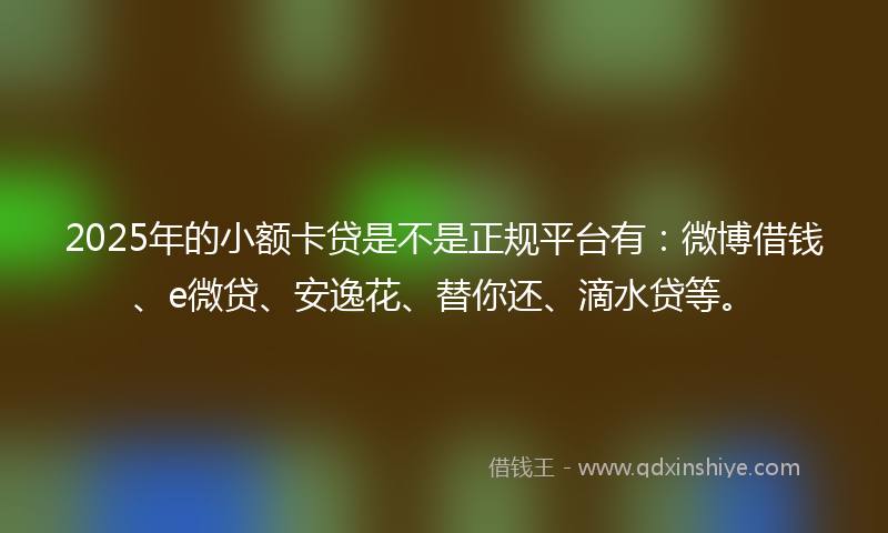 2025年的小额卡贷是不是正规平台有：微博借钱、e微贷、安逸花、替你还、滴水贷等。
