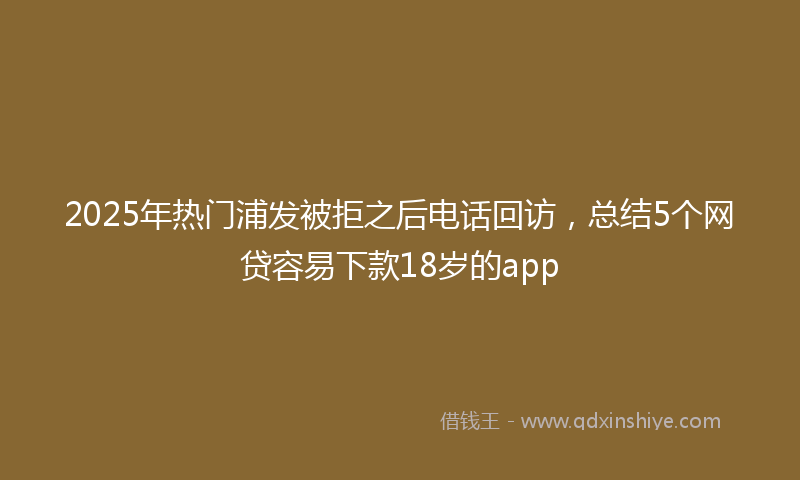 2025年热门浦发被拒之后电话回访，总结5个网贷容易下款18岁的app