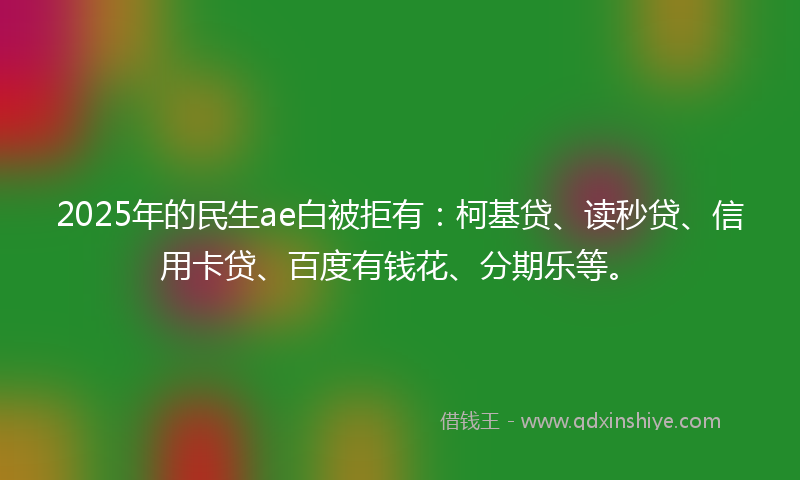 2025年的民生ae白被拒有：柯基贷、读秒贷、信用卡贷、百度有钱花、分期乐等。