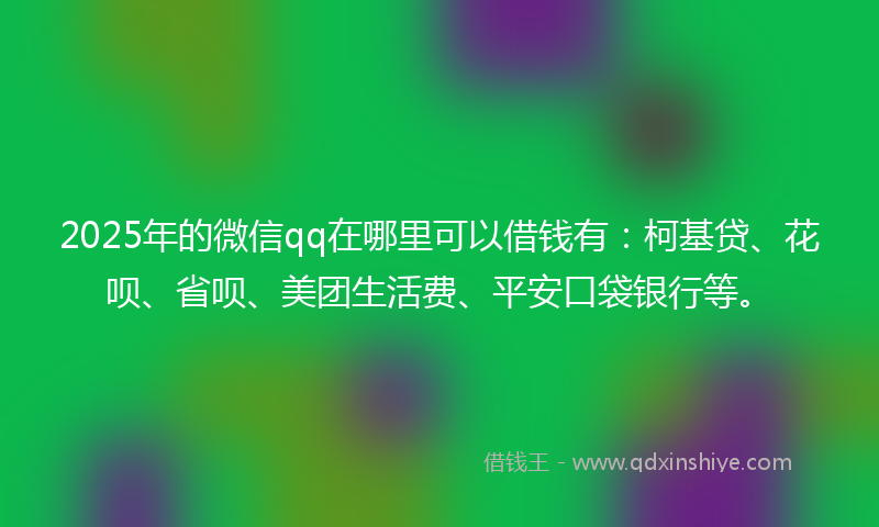 2025年的微信qq在哪里可以借钱有:柯基贷、花呗、省呗、美团生活费、平安口袋银行等。