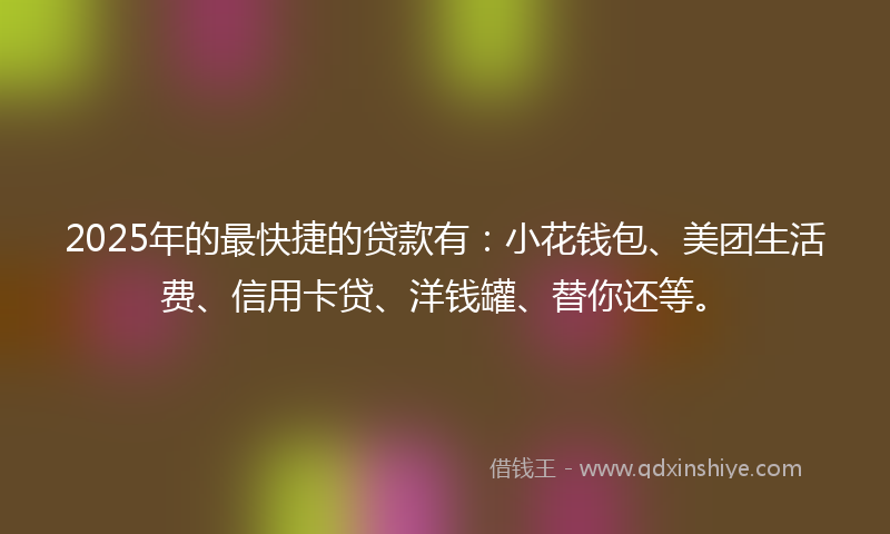 2025年的最快捷的贷款有：小花钱包、美团生活费、信用卡贷、洋钱罐、替你还等。