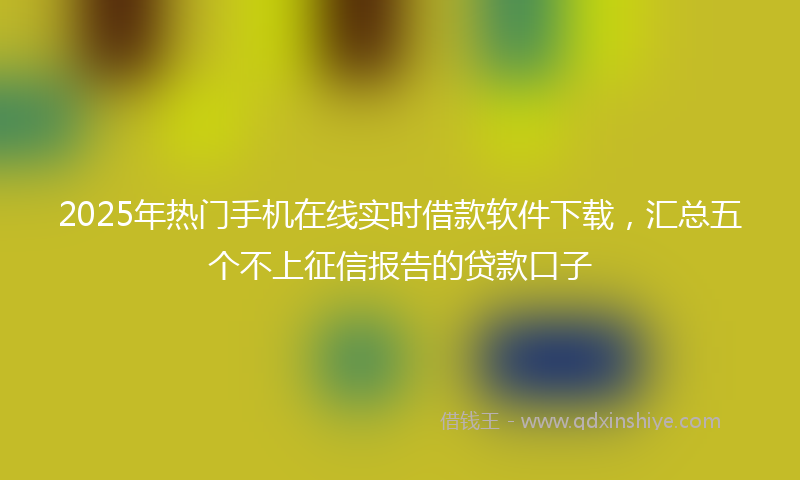 2025年热门手机在线实时借款软件下载，汇总五个不上征信报告的贷款口子