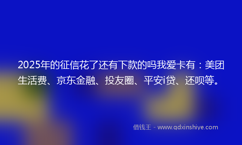 2025年的征信花了还有下款的吗我爱卡有：美团生活费、京东金融、投友圈、平安i贷、还呗等。