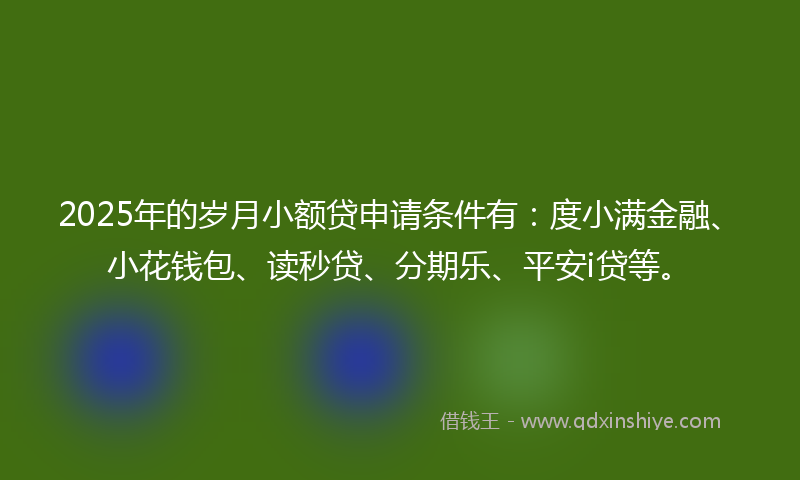 2025年的岁月小额贷申请条件有：度小满金融、小花钱包、读秒贷、分期乐、平安i贷等。
