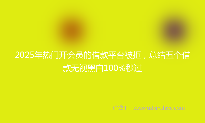 2025年热门开会员的借款平台被拒，总结五个借款无视黑白100%秒过