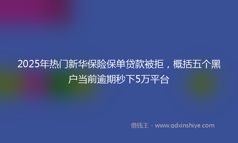 2025年热门新华保险保单贷款被拒，概括五个黑户当前逾期秒下5万平台
