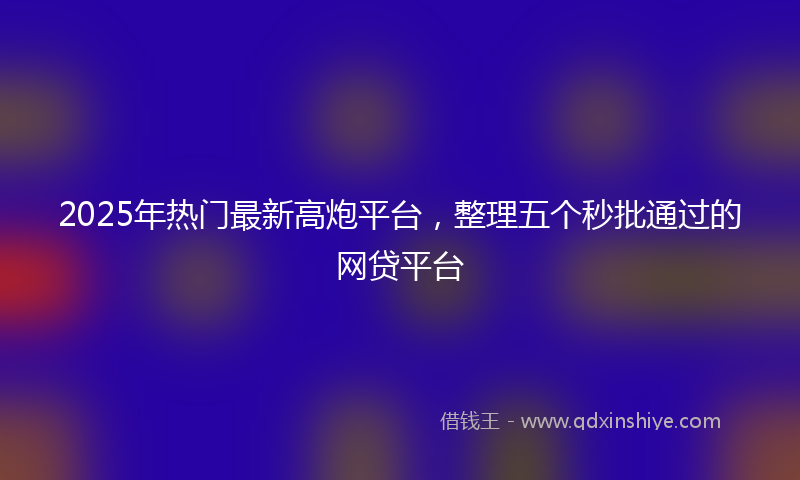 2025年热门最新高炮平台，整理五个秒批通过的网贷平台
