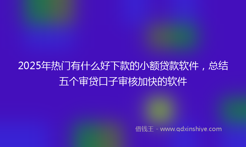 2025年热门有什么好下款的小额贷款软件，总结五个审贷口子审核加快的软件