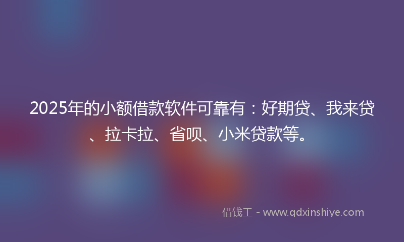 2025年的小额借款软件可靠有：好期贷、我来贷、拉卡拉、省呗、小米贷款等。