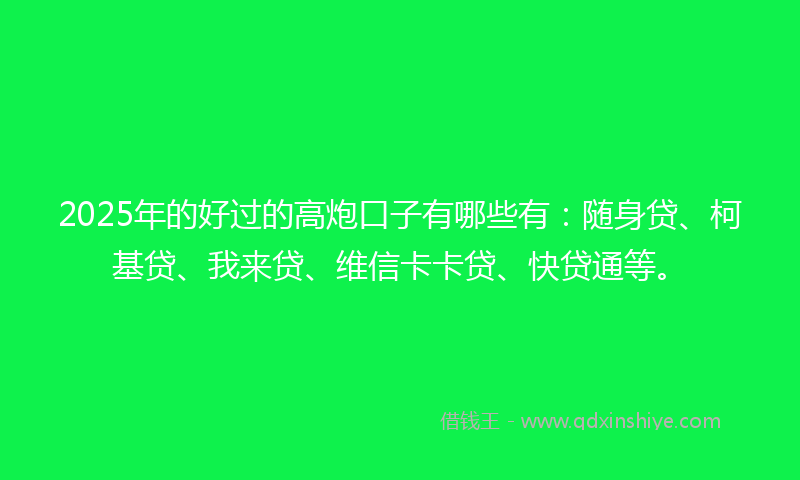 2025年的好过的高炮口子有哪些有：随身贷、柯基贷、我来贷、维信卡卡贷、快贷通等。