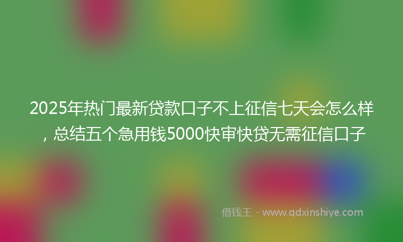 2025年热门最新贷款口子不上征信七天会怎么样，总结五个急用钱5000快审快贷无需征信口子