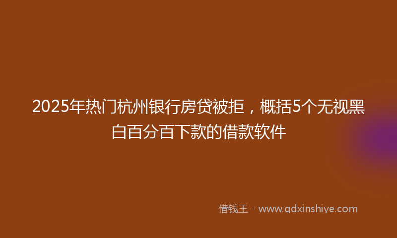 2025年热门杭州银行房贷被拒，概括5个无视黑白百分百下款的借款软件