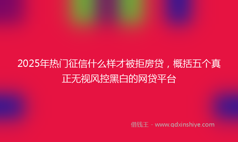 2025年热门征信什么样才被拒房贷，概括五个真正无视风控黑白的网贷平台