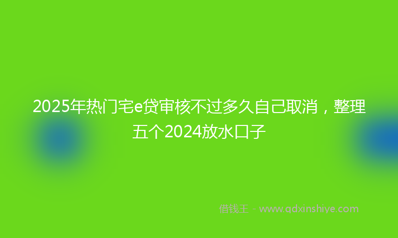 2025年热门宅e贷审核不过多久自己取消，整理五个2024放水口子