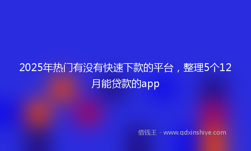 2025年热门有没有快速下款的平台，整理5个12月能贷款的app
