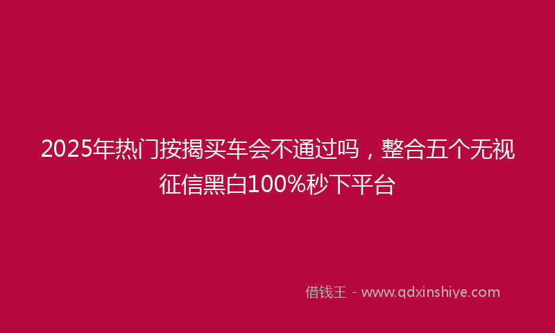 2025年热门按揭买车会不通过吗，整合五个无视征信黑白100%秒下平台