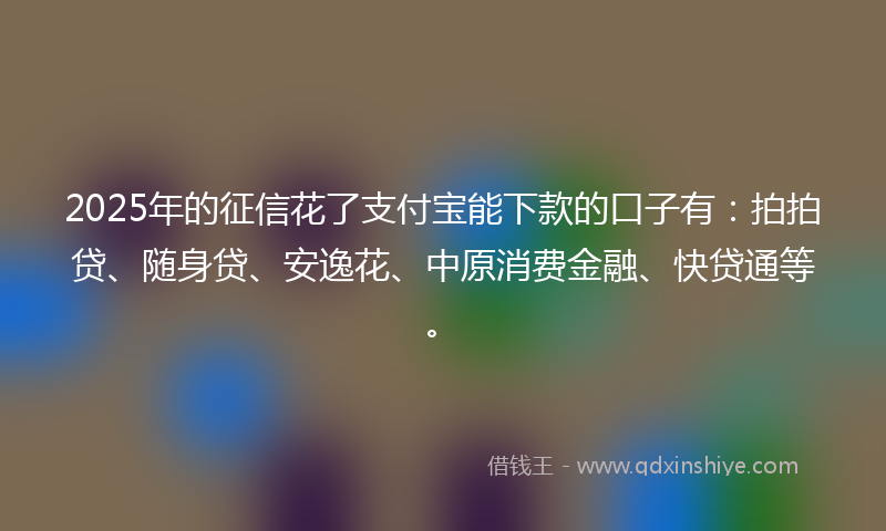 2025年的征信花了支付宝能下款的口子有：拍拍贷、随身贷、安逸花、中原消费金融、快贷通等。
