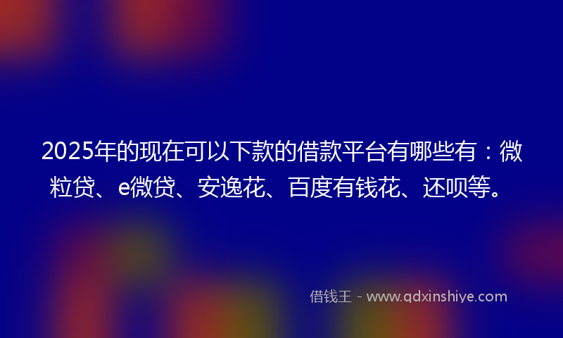 2025年的现在可以下款的借款平台有哪些有：微粒贷、e微贷、安逸花、百度有钱花、还呗等。