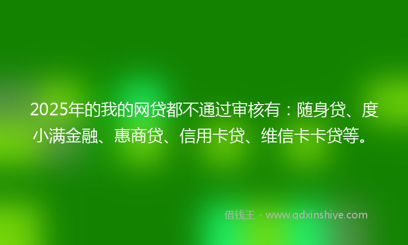2025年的我的网贷都不通过审核有：随身贷、度小满金融、惠商贷、信用卡贷、维信卡卡贷等。
