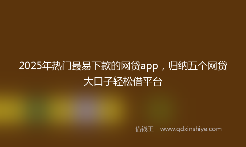 2025年热门最易下款的网贷app，归纳五个网贷大口子轻松借平台