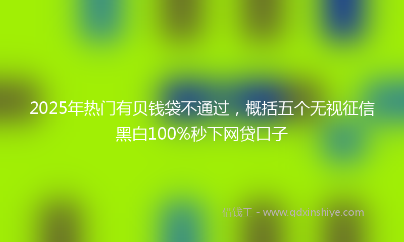 2025年热门有贝钱袋不通过，概括五个无视征信黑白100%秒下网贷口子