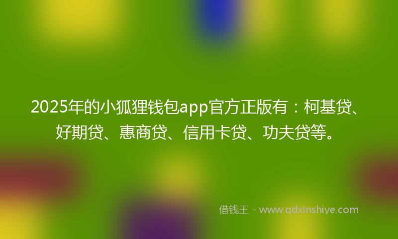 2025年的小狐狸钱包app官方正版有：柯基贷、好期贷、惠商贷、信用卡贷、功夫贷等。