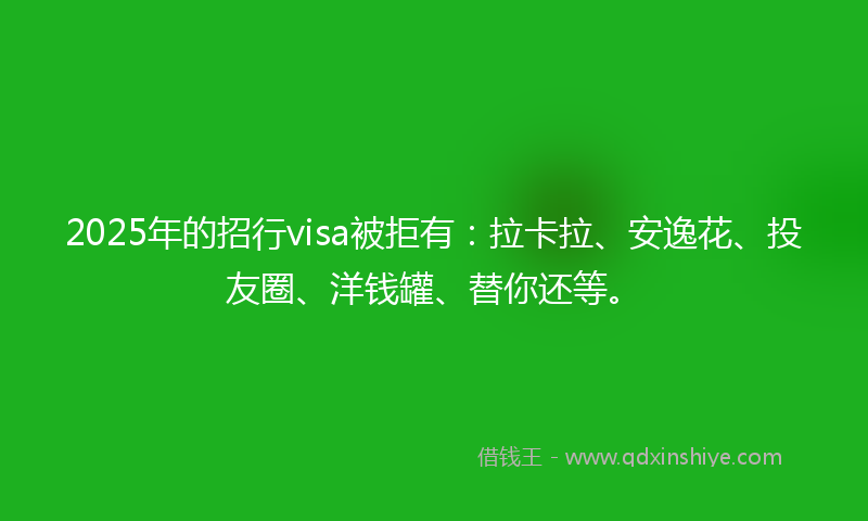 2025年的招行visa被拒有：拉卡拉、安逸花、投友圈、洋钱罐、替你还等。